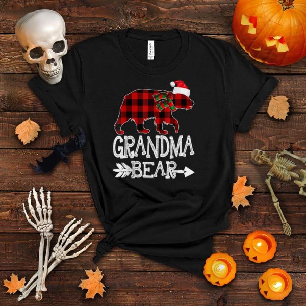 Grandma Bear Christmas Xmas Pajama Red Plaid Buffalo Family T Shirt