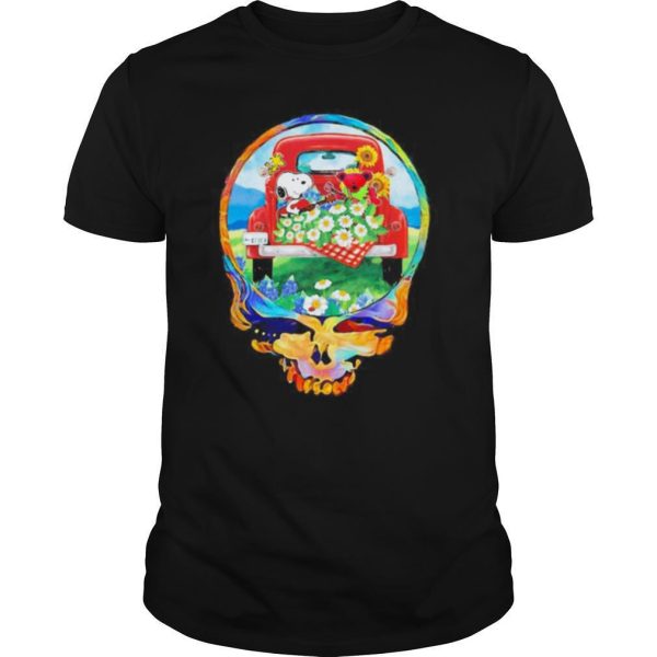 Grateful dead snoopy and bear playing guitar on car flowers shirt