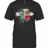 Green Bay Packers Milwaukee Brewers Milwaukee Bucks Wisconsin Badgers Heartbeat Ripped T-Shirt