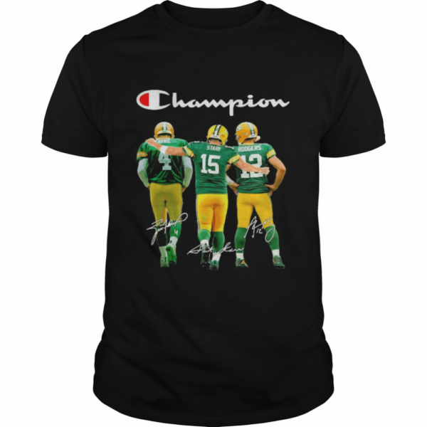 Green bay packers favre starr rodgers champions signatures shirt