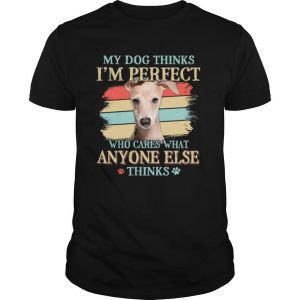 Greyhound my dog thinks Im perfect who cares what anyone else thinks shirt