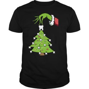 Grinch Hand Holding Tooth Dental Tree Christmas shirt