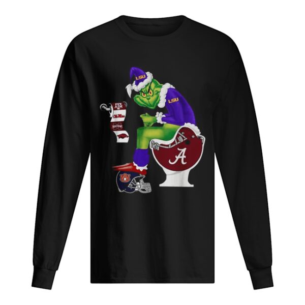 Grinch Santa Alabama Crimson Tide Sitting LSU Tigers Toilet Auburn Tigers Texas A&ampM Aggies shirt