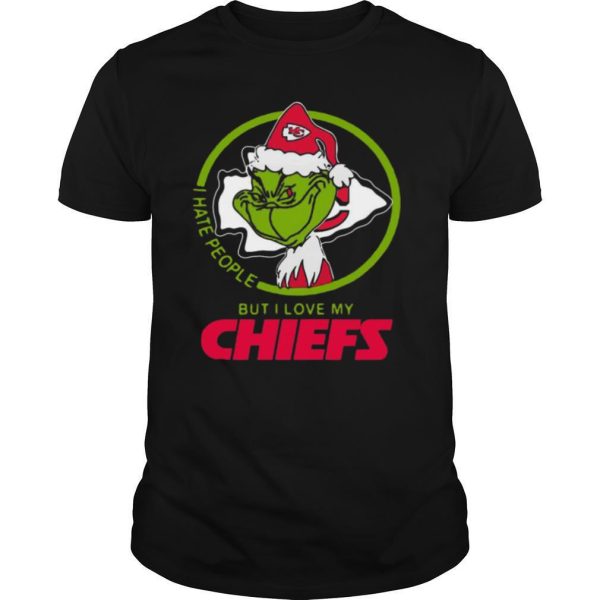 Grinch Santa I Hate People But I Love My Kansas City Chiefs Christmas shirt