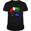 Grinch hand holding Ornament Baltimore Ravens Christmas shirt