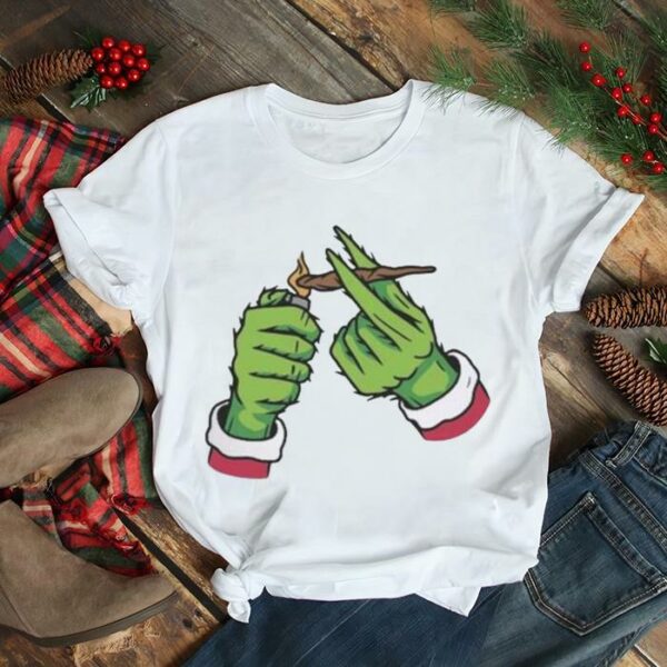 Grinch hand weed cannabis Christmas shirt