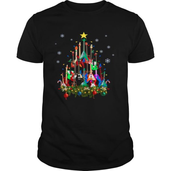 Guitars Tree Light Merry Christmas shirt