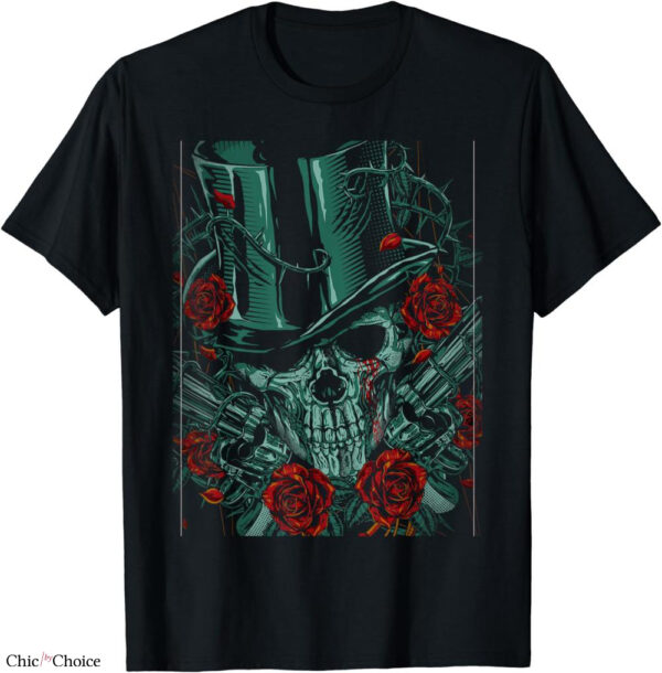 Guns And Roses T-shirt Top Hat Skull