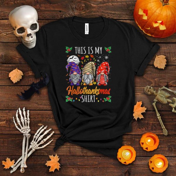 Halloween Thanksgiving Christmas Funny Hallothanksmas Gnomes T Shirt