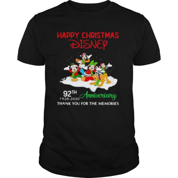 Happy Christmas Disney 92th Anniversary Thank You For The Memories shirt