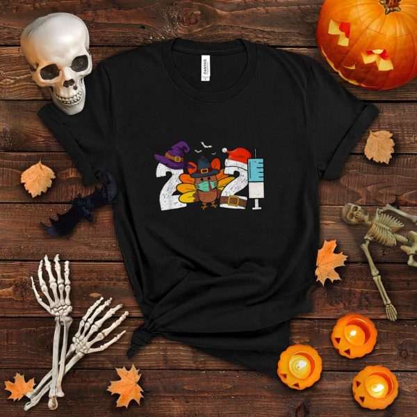 Happy HalloThanksMas 2021 Halloween Thanksgiving Christmas T Shirt