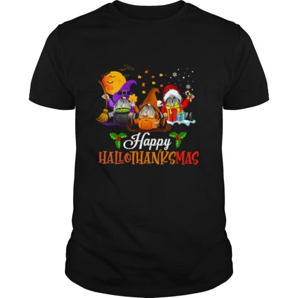 Happy Hallothanksmas Gnomes Halloween And Merry Christmas shirt