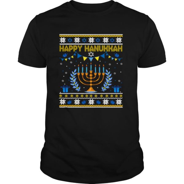 Happy Hanukkah Jew Menorah Jewish Ugly Christmas shirt