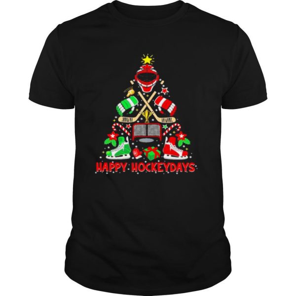 Happy hockey days ice hockey christmas tree christmas shirt