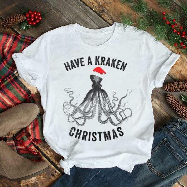 Have A Kraken Christmas Funny Octopus In Xmas Santa Hat Ice Hockey shirt