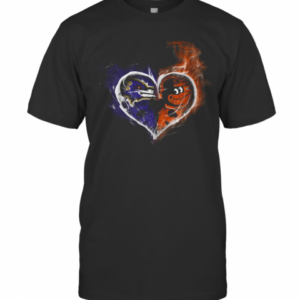 Heart Baltimore Ravens And Baltimore Orioles T-Shirt