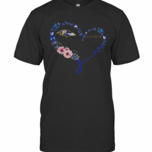 Heart Butterfly Love Baltimore Ravens T-Shirt