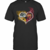 Heart Green Bay Packers And Iowa State Cyclones T-Shirt