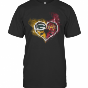 Heart Green Bay Packers And Iowa State Cyclones T-Shirt