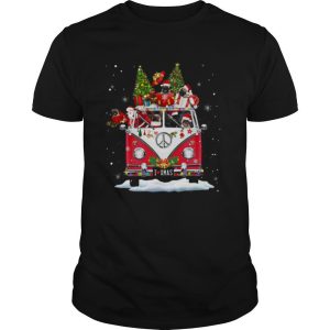 Hippie Dog And Santa I Love Merry Christmas shirt