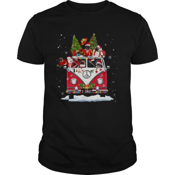 Hippie Dog And Santa I Love Merry Christmas shirt