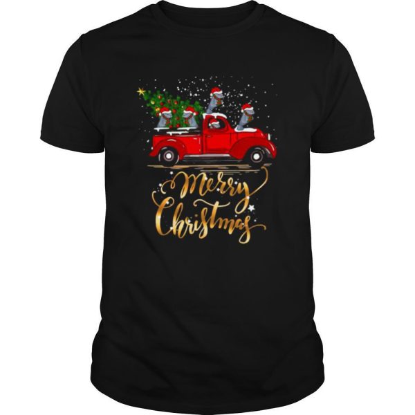 Hippopotamus With Red Truck Tree Merry Christmas shirt