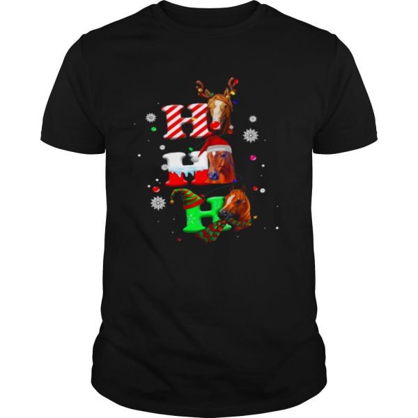 Ho Ho Ho Horses Santa Elf Reindeer Merry Christmas Light shirt