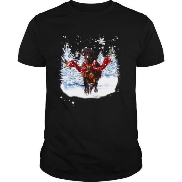 Horse Warm Red Scarf For Horse Lover Merry Christmas shirt