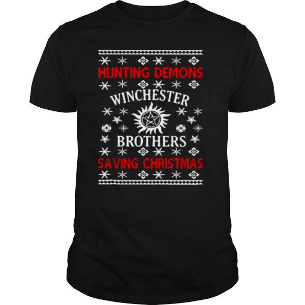 Hunting demons winchester brothers saving christmas shirt