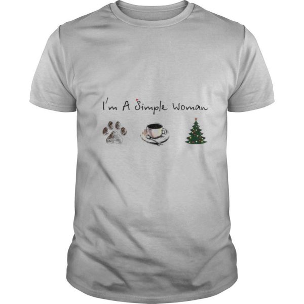 I’m A Simple Woman Dog Paw Coffee And Tree Christmas Shirt Copy