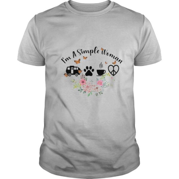 I’m a simple woman truck footpirnt coffee heart Butterfly flower shirt