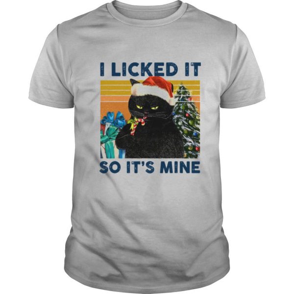 I Licked It So It’s Mine Black Cat Wear Hat Santa Christmas Vintage shirt