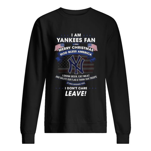 I am Yankees fan i say Merry Christmas god bless America flag shirt