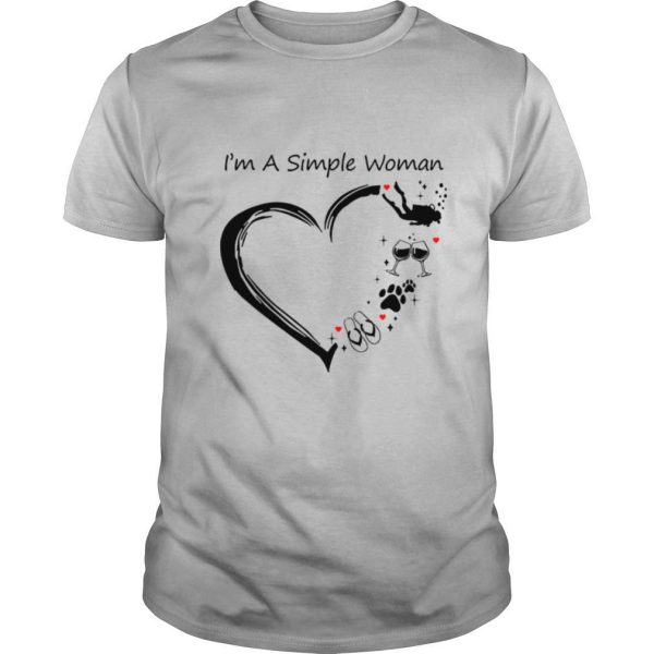 I am a simple woman swimming wine dog paw and flip flop shirt