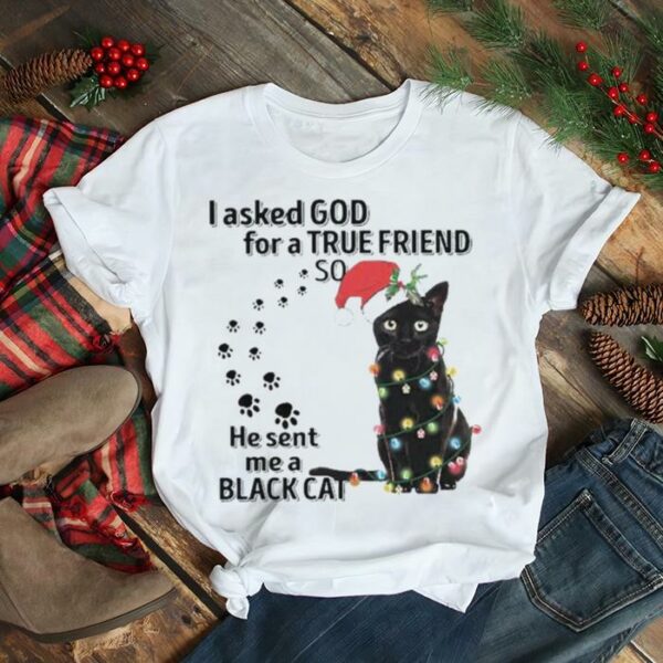 I asked God for a True friend so he sent me a Santa Black Cat Light Christmas shirt