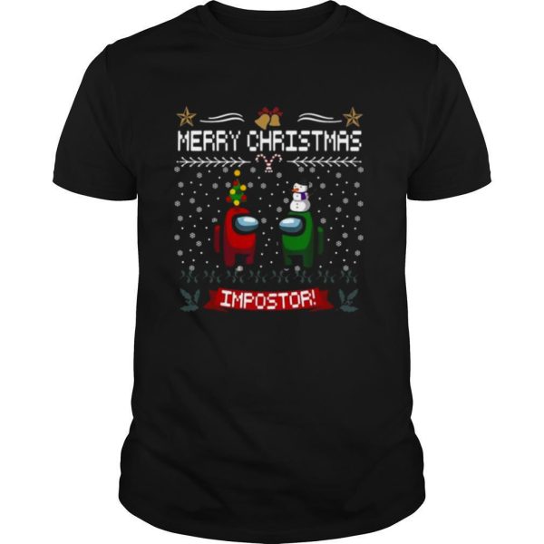 Impostor Imposter Among Game Us Sus Merry Christmas shirt