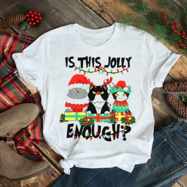 Is This Jolly Enough Cats Merry Christmas Tree Lights shirt