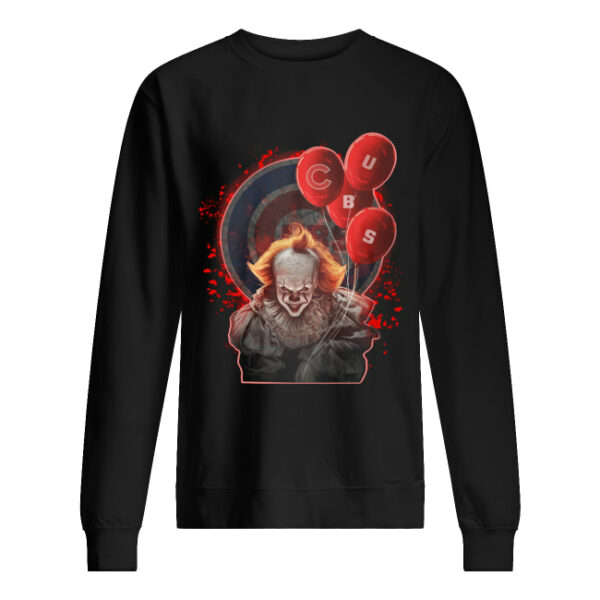 It Pennywise holding balloon Chicago Cubs shirt