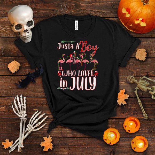 Just A Boy Who Loves Christmas In July, Flamingo Santa Gifts T Shirt