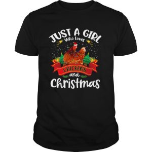 Just A Girl Who Loves Chickens And Christmas Tree Xmas shirt