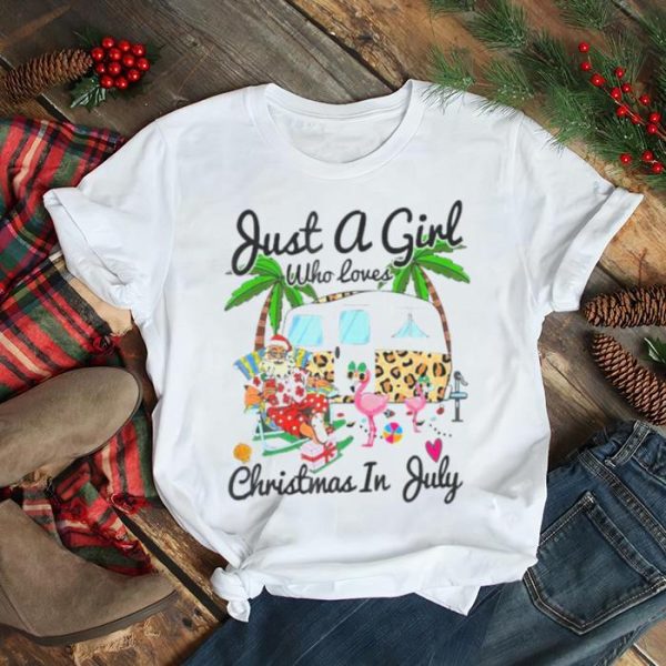 Just A Girl Who Loves Christmas In July Camping Flamingo Shirt