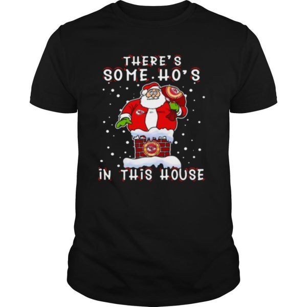 Kansas City Chiefs Christmas There Is Some Hos In This House Santa Stuck In The Chimney NFL Youth shirt