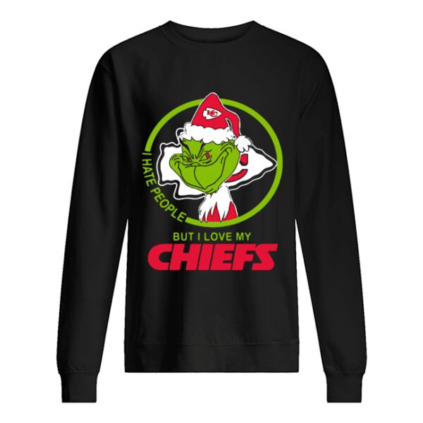 Kansas City Chiefs NFL Christmas Grinch Santa I Hate People But I Love My Chiefs shirt