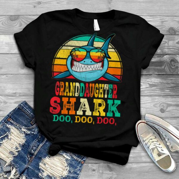 Kids Retro Granddaughter Shark Funny Vintage Birthday Christmas T Shirt