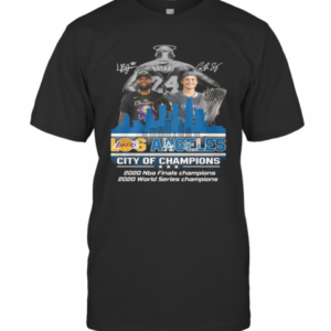 Kobe Bryant Lebron James And Corey Seager Los Angeles Lakers Dodgers City Of Champions 2020 Signatures T-Shirt