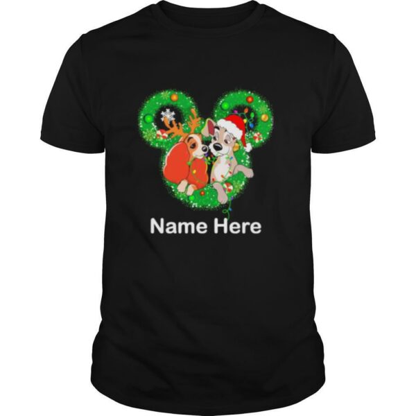 Lady and the tramp mickey mouse name here christmas shirt