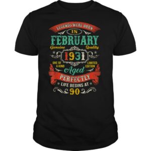 Legends Born In February 1931 90th Birthday 90 Years Old T Shirt
