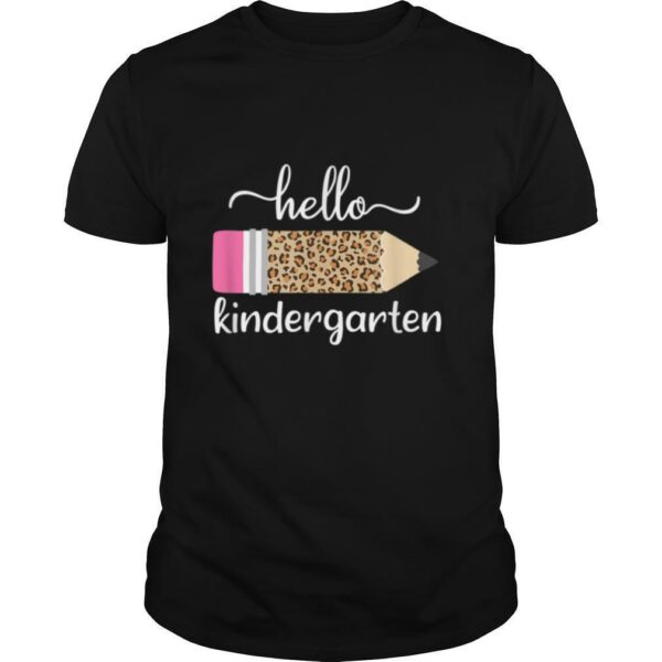 Leopard Print Hello Kindergarten First Day of School Teacher T Shirt