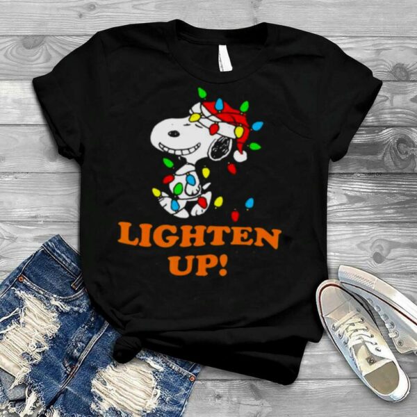 Lighten up snoopy wear hat santa clause merry christmas shirt