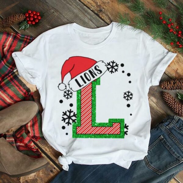 Lions hat christmas L logo t shirt